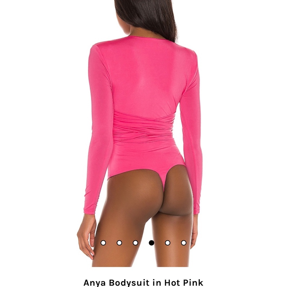Lovers + Friends Hot Pink Deep V Long Sleeve Bodysuit - Picture 3 of 5